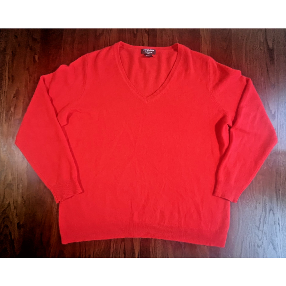 Lord & Taylor 100% Cashmere Sweater Red V-Neck - Size 3XL
